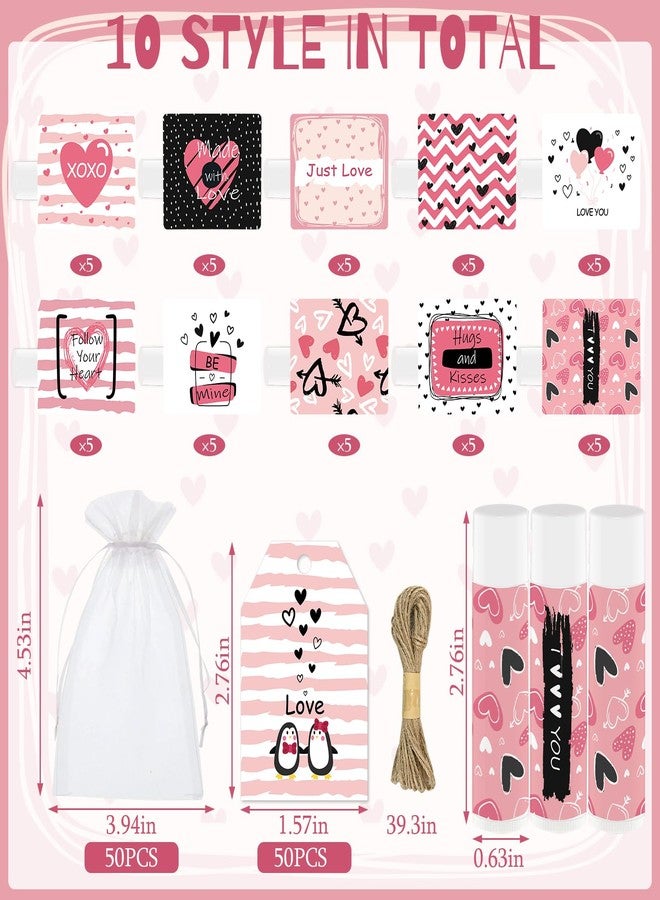 Nlicrst 50 Pcs Valentine's Galentine's Day Gifts Lip Balms Bulk for Women Valentines day Lip Care Moisturizing Gift Favors Stuffers Birthday Party Supplies Decorations (pink heart) - Image 2